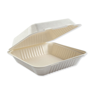 Bagasse Carryout White 1-comp. 9"x9" 200/cs