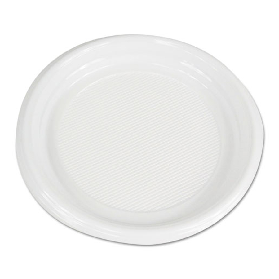 Plastic Plate 9" White Hi Impact 500/cs