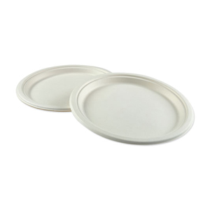 Bagasse Plate 10" White Compostable 500/cs