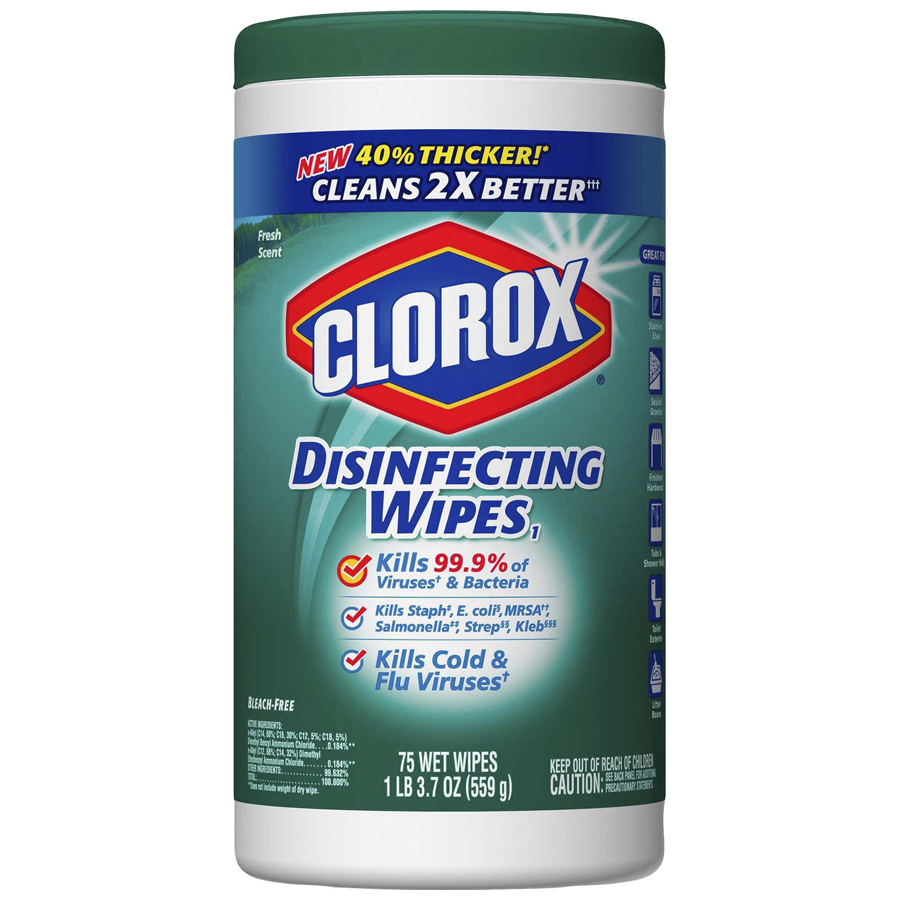 Clorox Disinfect Wipes Fresh Scent 75/can 6/cs