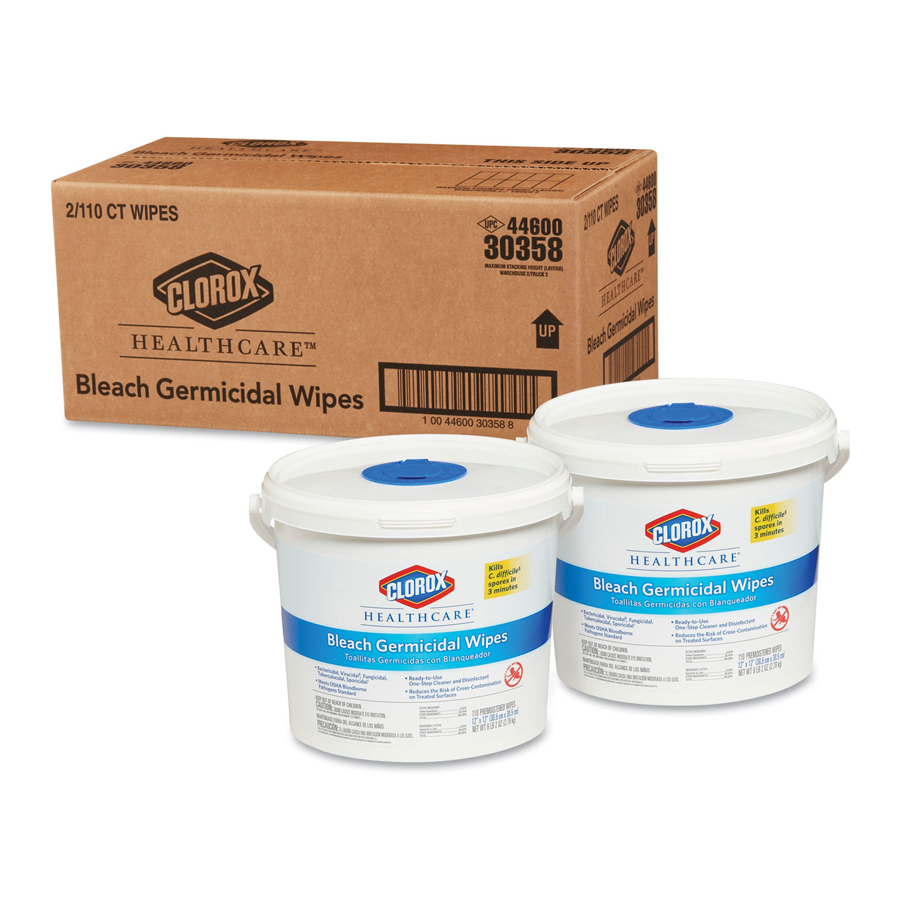 Clorox Germicidal Bleach Wipe 12"X12" 2-110/cs