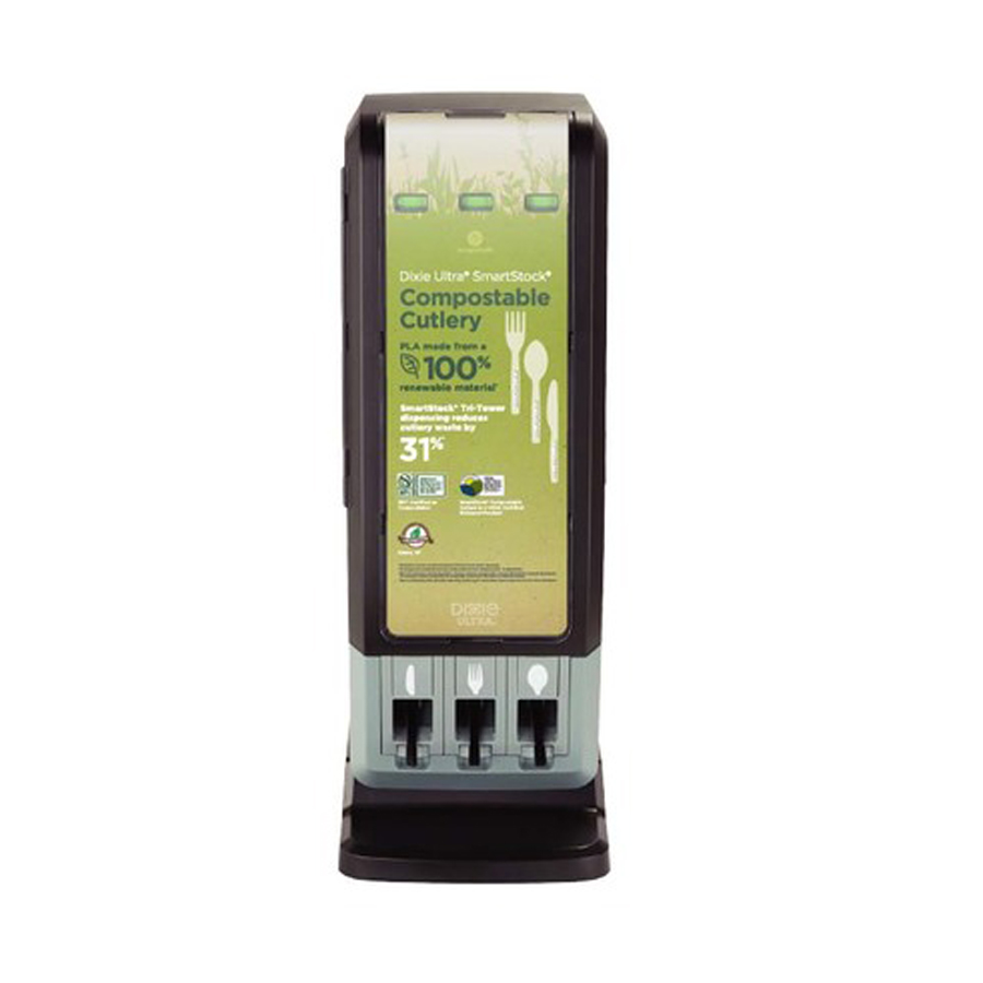 SmartStock Tri-Tower Cutlery Dispenser Black