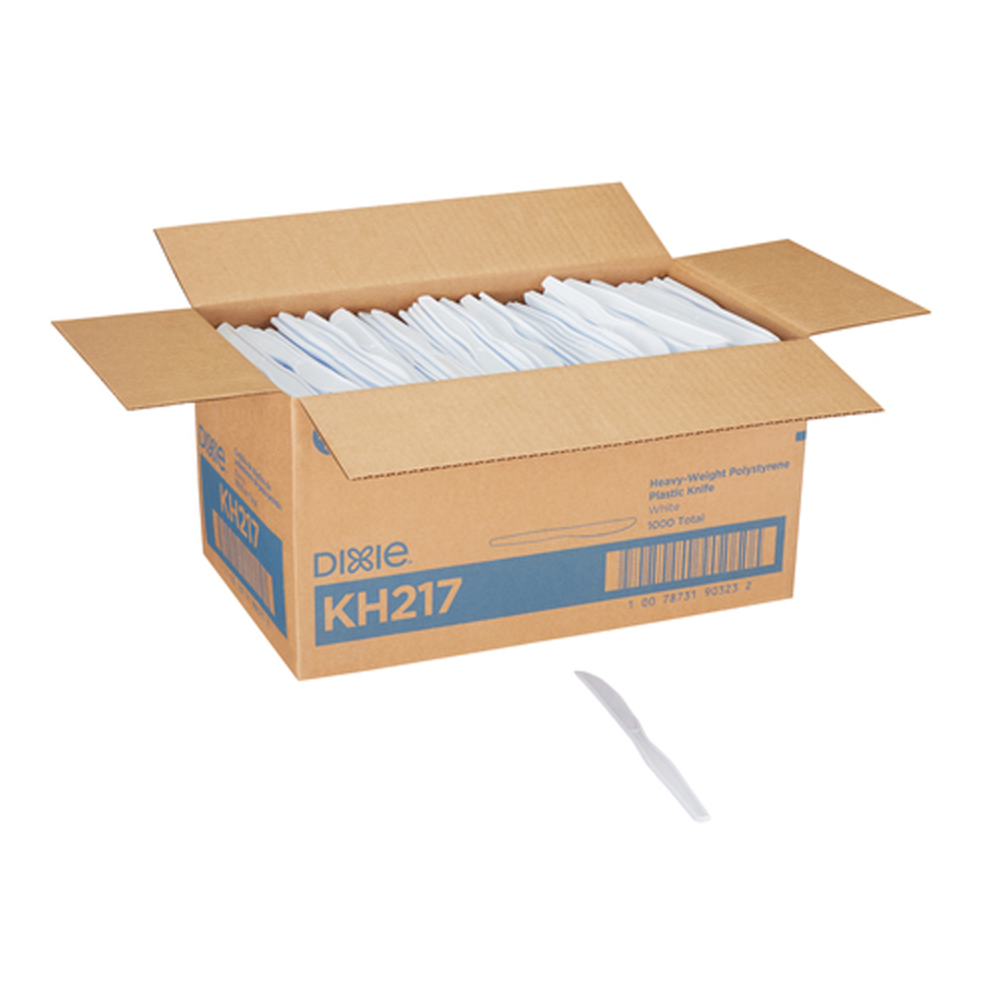 Plastic Knife Heavy Ps White Bulk 1000/cs