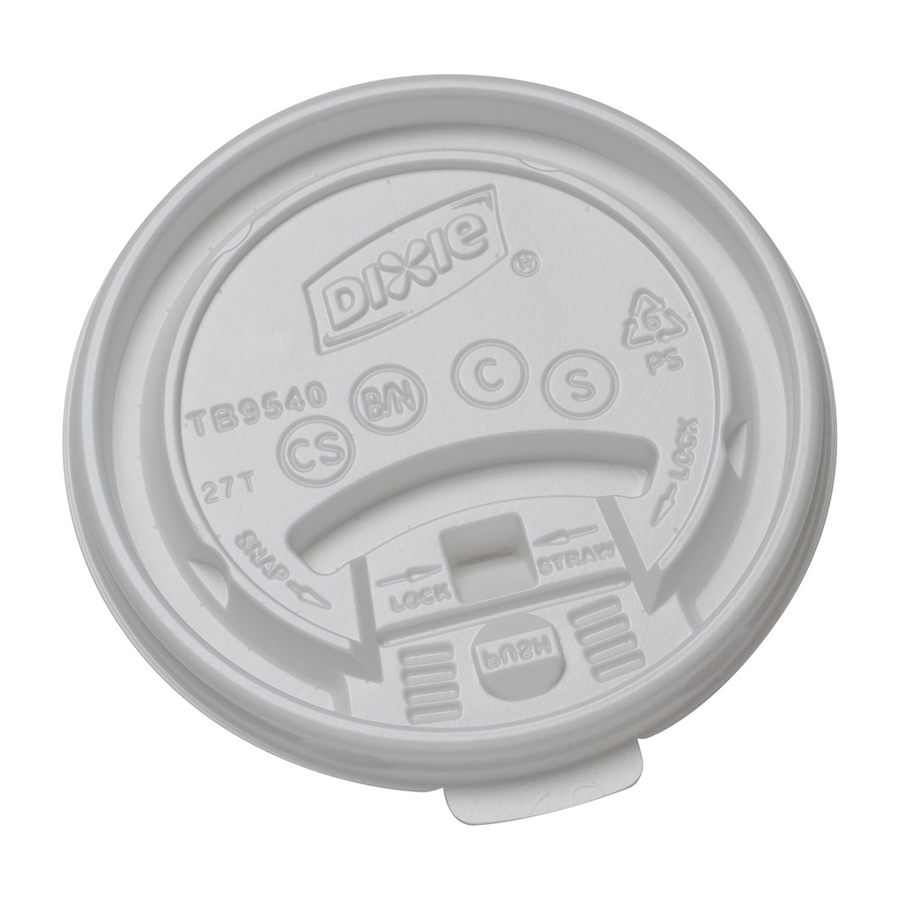 Tear Back Plastic Hot  Cup Lid White 1000/cs