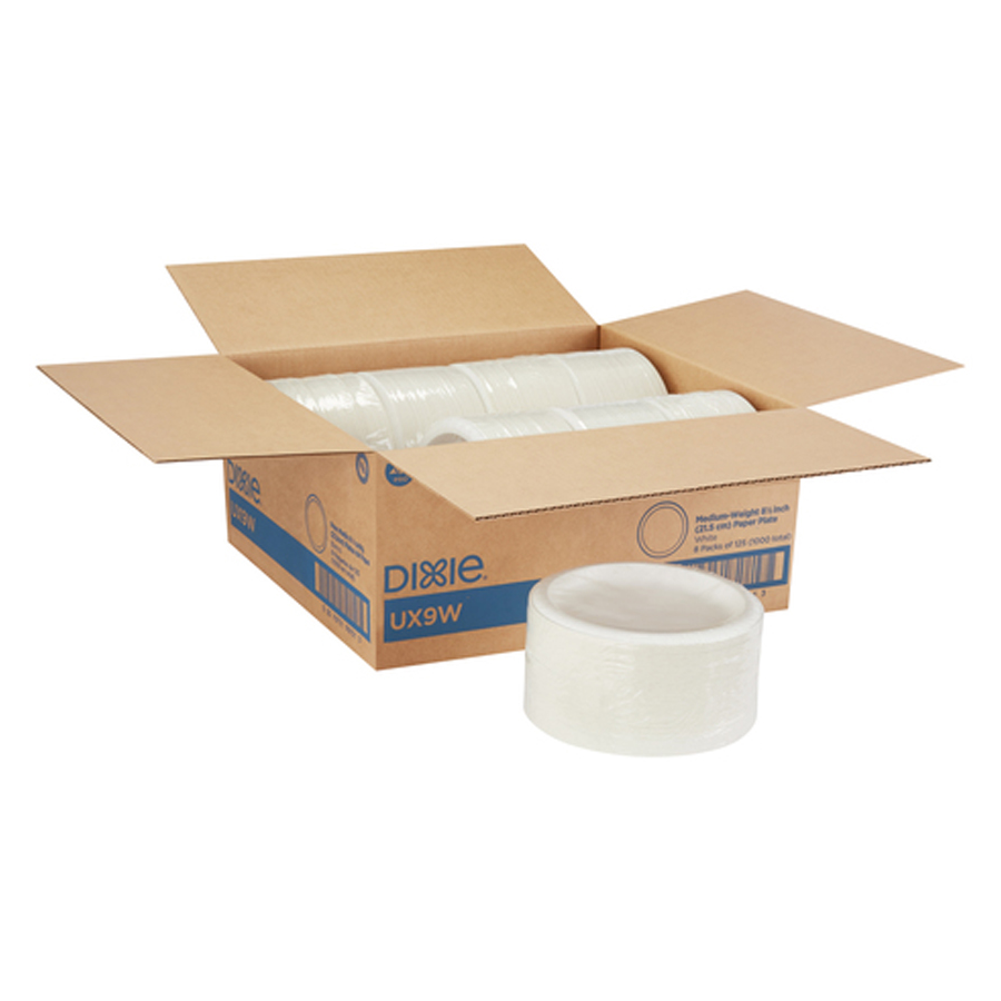 Paper Plate Laminated  8.5" White 1000/cs