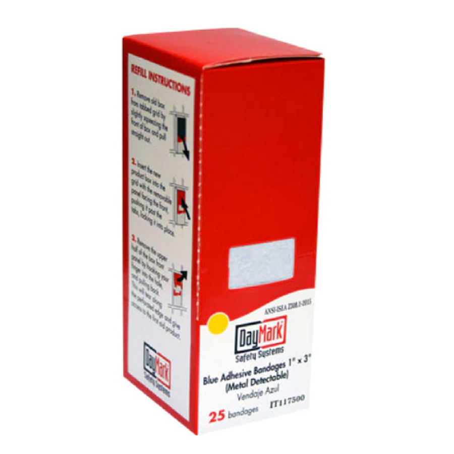 1X3 Bandages Blue Metal Detectable 25/Box