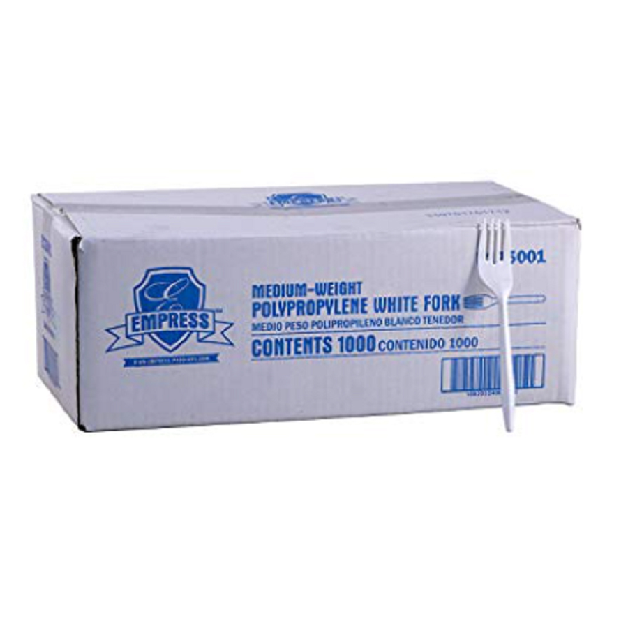 Plastic Fork Medium White Bulk 1000/cs
