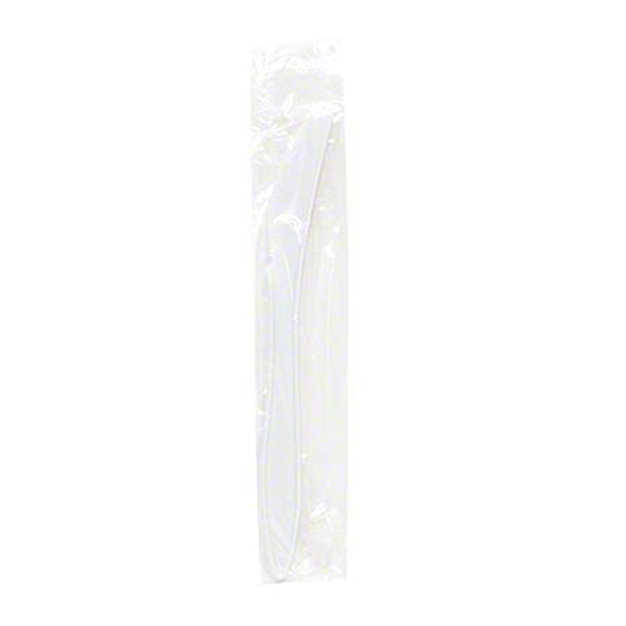 Plastic Knife Wrapped Medium White 1000/cs