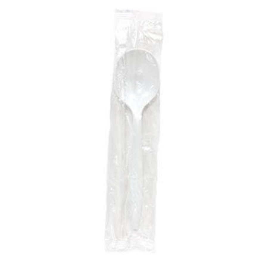 Plastic Soup Spoon Wrap Medium White 1000/cs