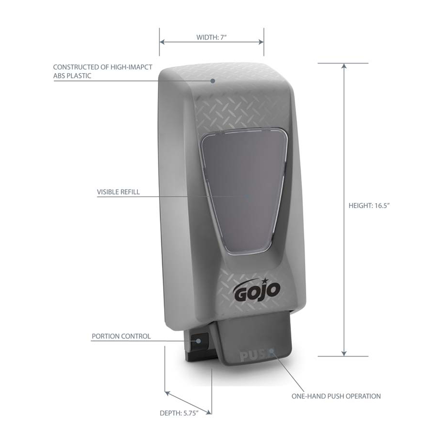 Gojo Pro TDX Dispenser Diamond Plate 2000Ml ea