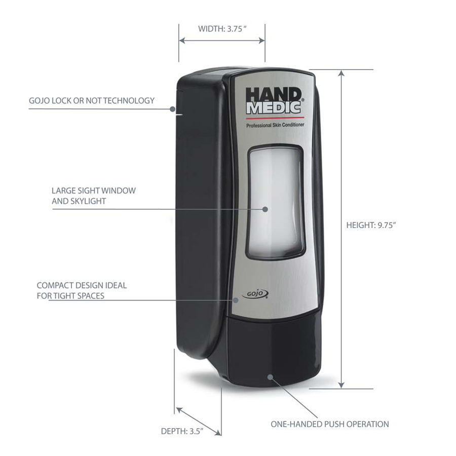 Gojo ADX Hand Medic Disp Chrome/Black ea