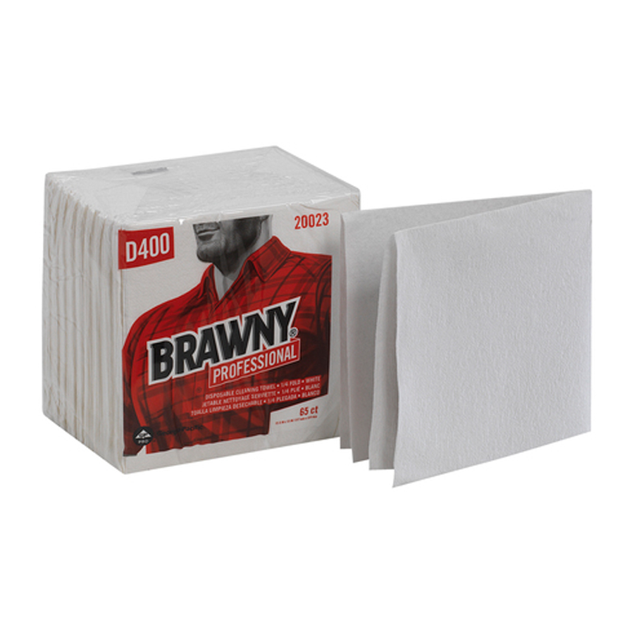 Brawny Wiper 13"X12.5" White 4Fld 65/pk 1170/cs