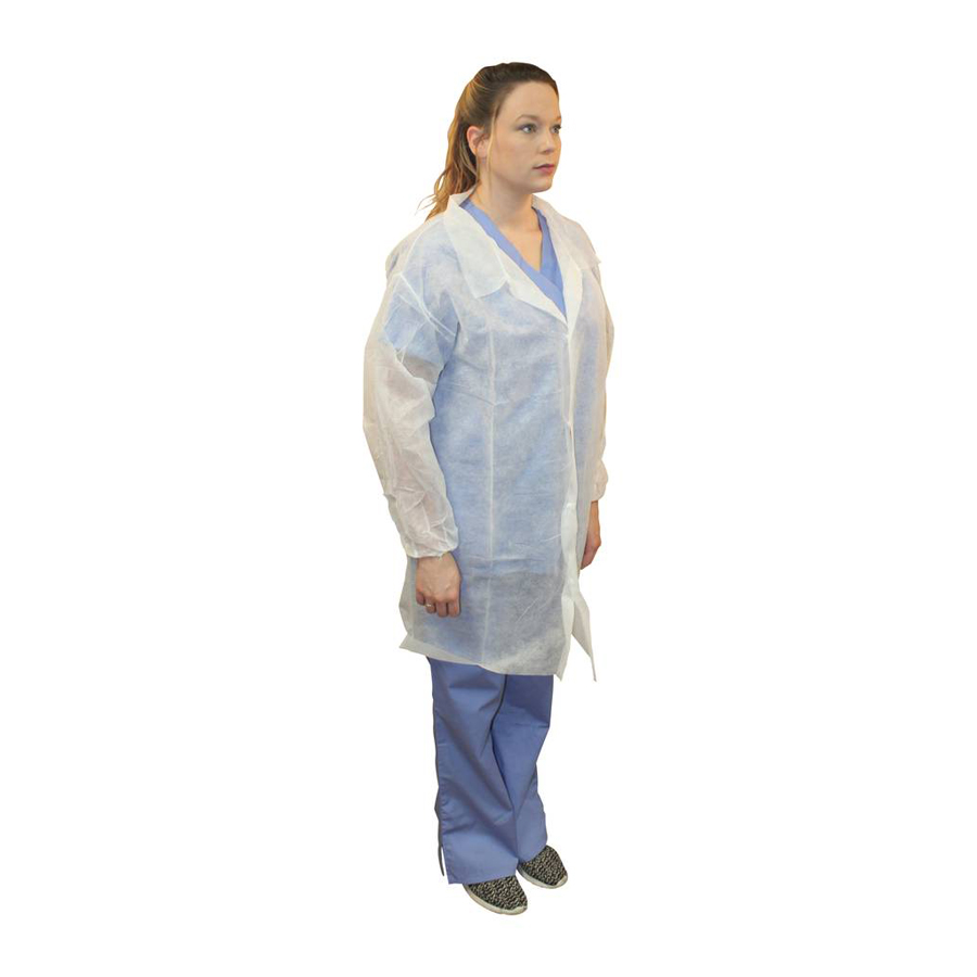 Labcoat No Pckts Long Sl Elast wr White 2XL 30/cs