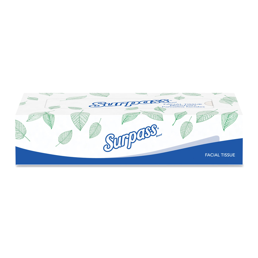 Facial Tissue Surpass Flat 2-Ply 100/bx 30/cs