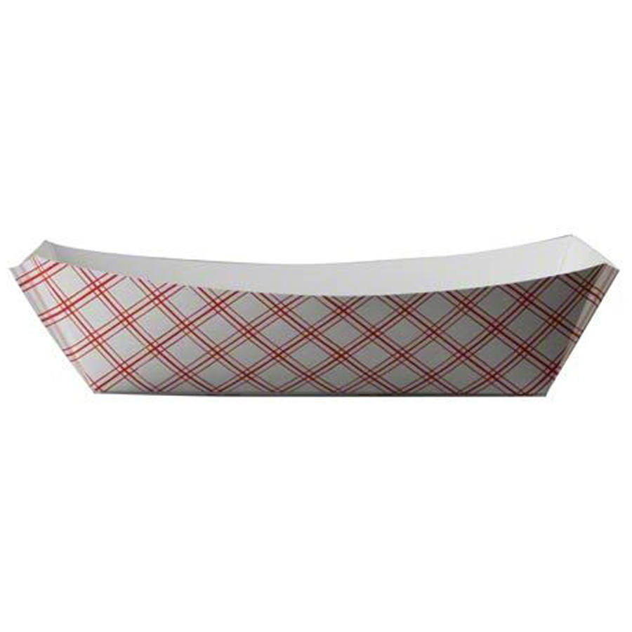 Paper Food Tray Coated Red Plaid #2 1000/cs