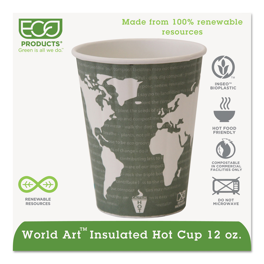 Paper Hot Cup 12oz World Art 600/cs