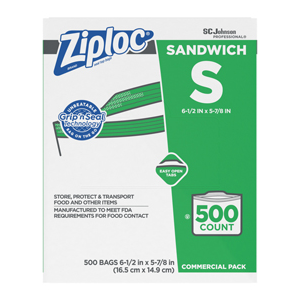 Ziploc Bag Sandwich 6.5"X6" 1.2mil 500/cs