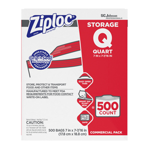 Ziploc Bag Quart 7"X7.75" 1.75mil 500/cs