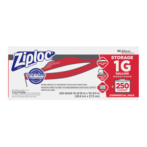 Ziploc Bag 1 Gallon 10.5"X10.75" 1.75mil 250/cs