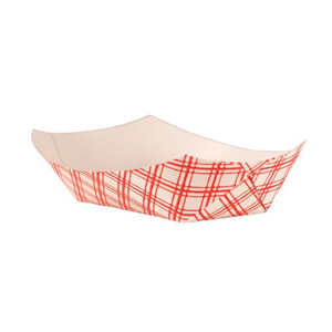 Paper Food Tray Polycoat Red Plaid 1# 1000/cs