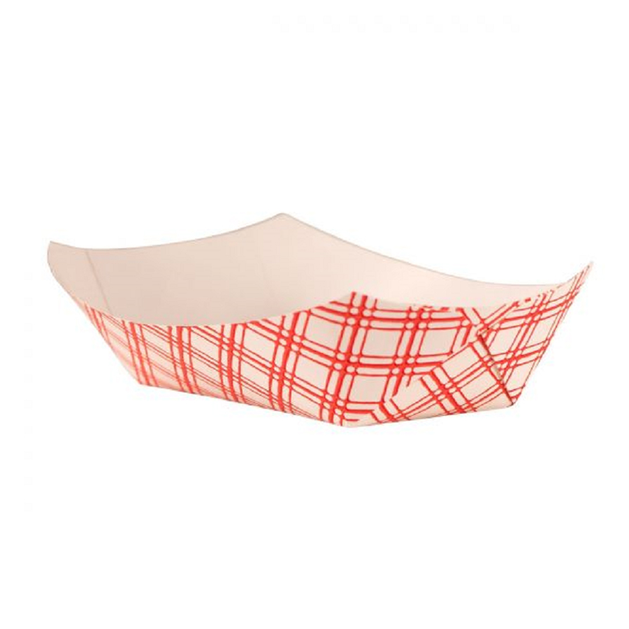 Paper Food Tray Polycoat Red Plaid 3# 500/cs