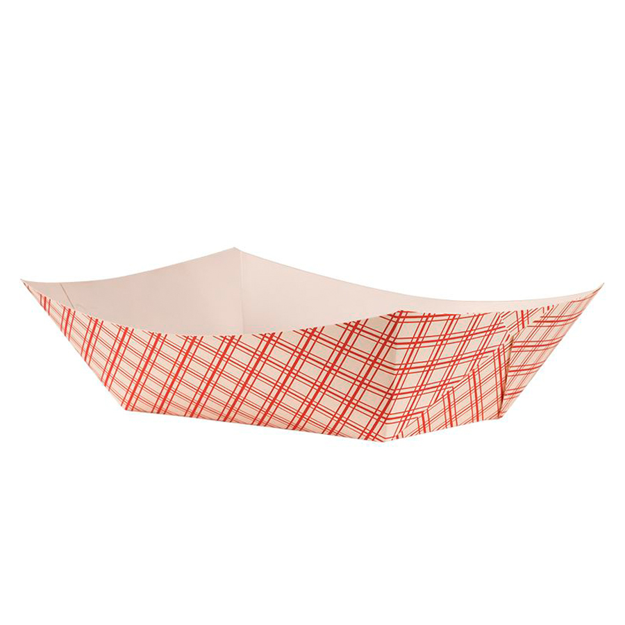 Paper Food Tray Polycoat Red Plaid 5# 500/cs