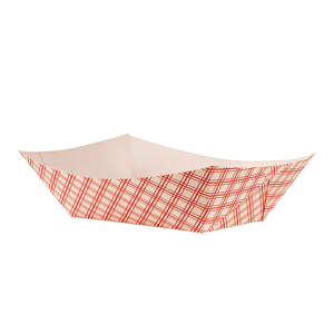 Paper Food Tray Polycoat Red Plaid 5# 500/cs