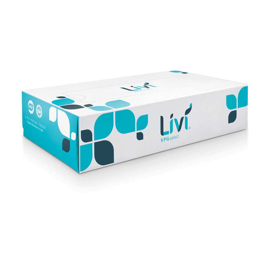 Facial Tissue Livi Vpg Flat 2-Ply 100/bx 30/cs