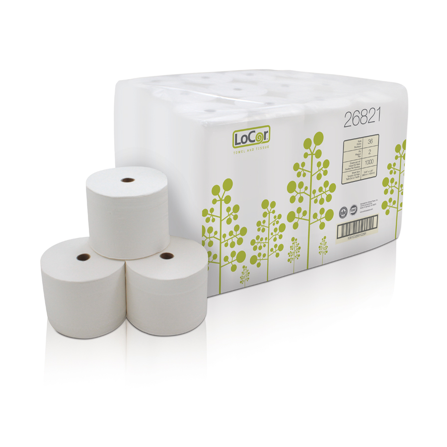 Bath Tissue Locor 2-Ply 1000/rl 36/cs