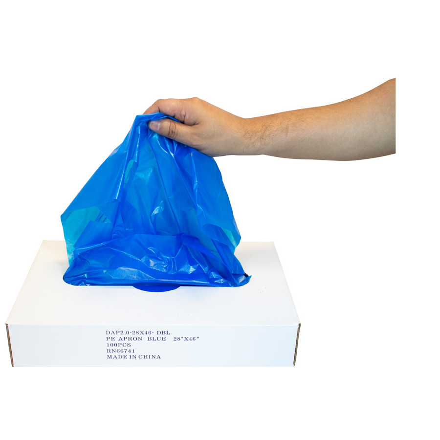 Poly Apron 28"x46" 2 Mil Blue 100/bx 5/cs