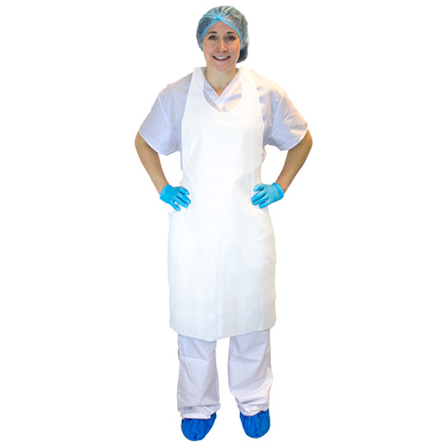 Poly Apron 28"x46" 2 Mil White 100/bx 5/cs