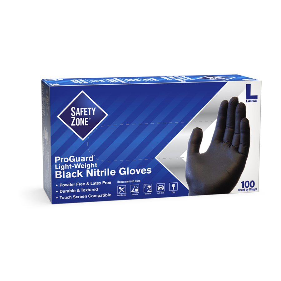 Nitrile Black Gloves Large 100/bx 10/cs