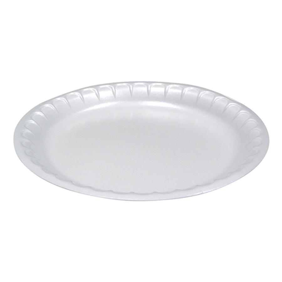 Foam Plate Unlaminated  9" White Satin 500/cs