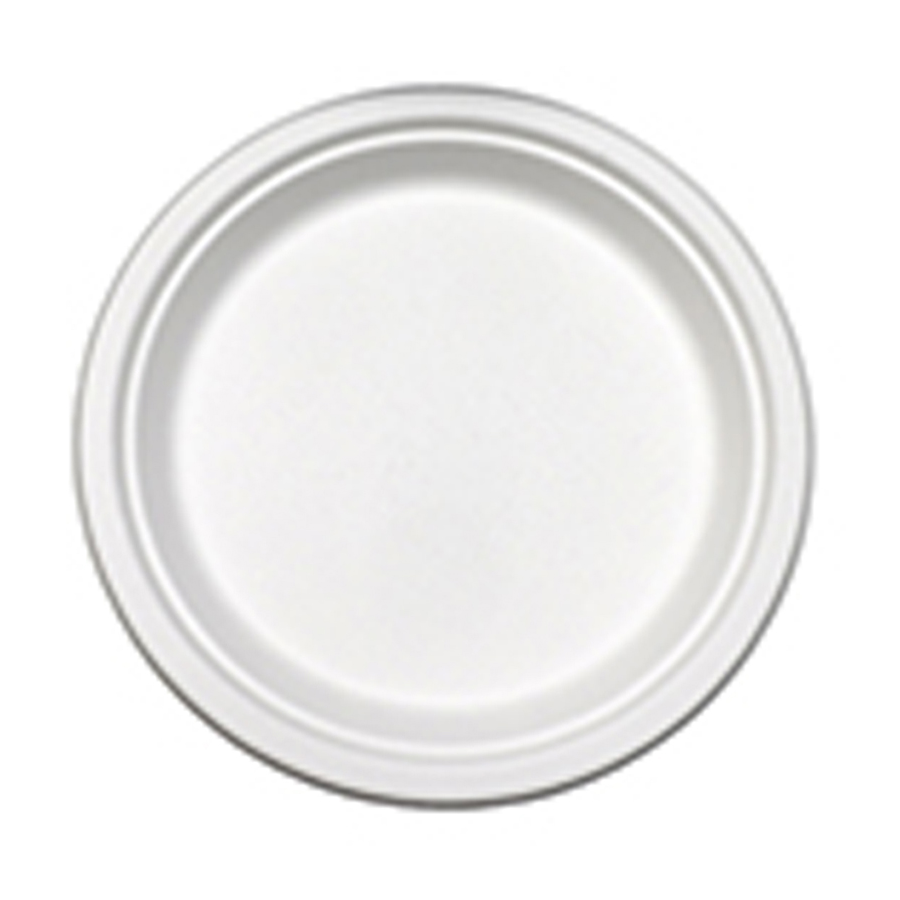 Bagasse Plate 9" White Compostable 500/cs